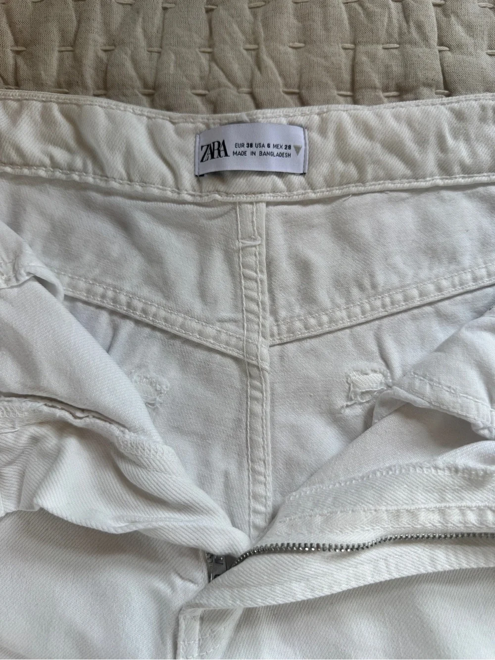Zara White High-Rise Long Shorts